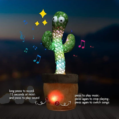 Electric Drive Dancing Cactus for Kids 1-10 Years Green Plush Toy