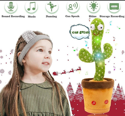 Electric Drive Dancing Cactus for Kids 1-10 Years Green Plush Toy