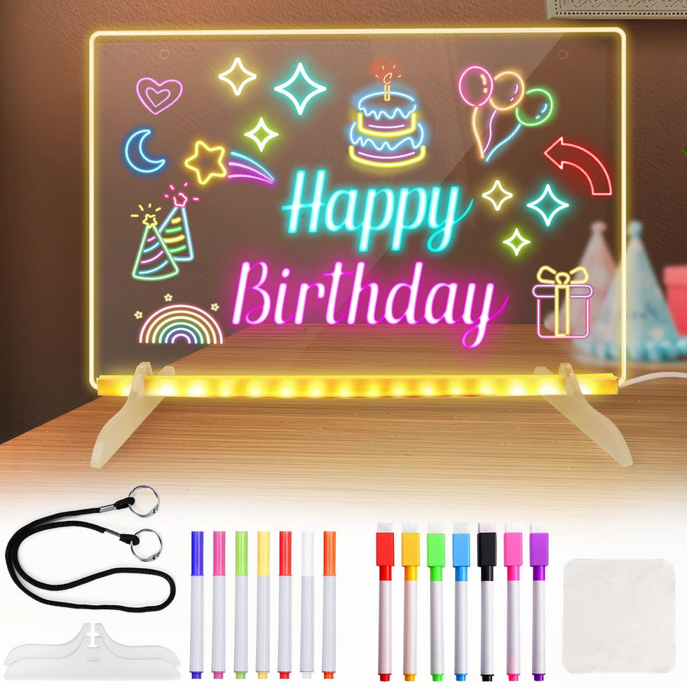 Acrylic LED Drawing Board with Colorful Night Light & Neon Pens for Kids