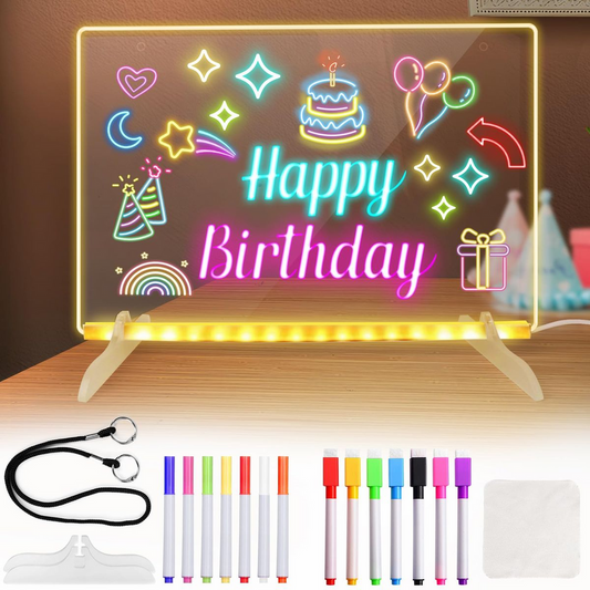 Acrylic LED Drawing Board with Colorful Night Light & Neon Pens for Kids