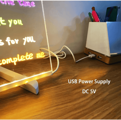 Acrylic LED Drawing Board with Colorful Night Light & Neon Pens for Kids