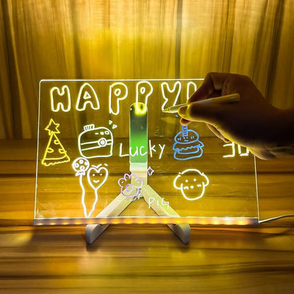 Acrylic LED Drawing Board with Colorful Night Light & Neon Pens for Kids